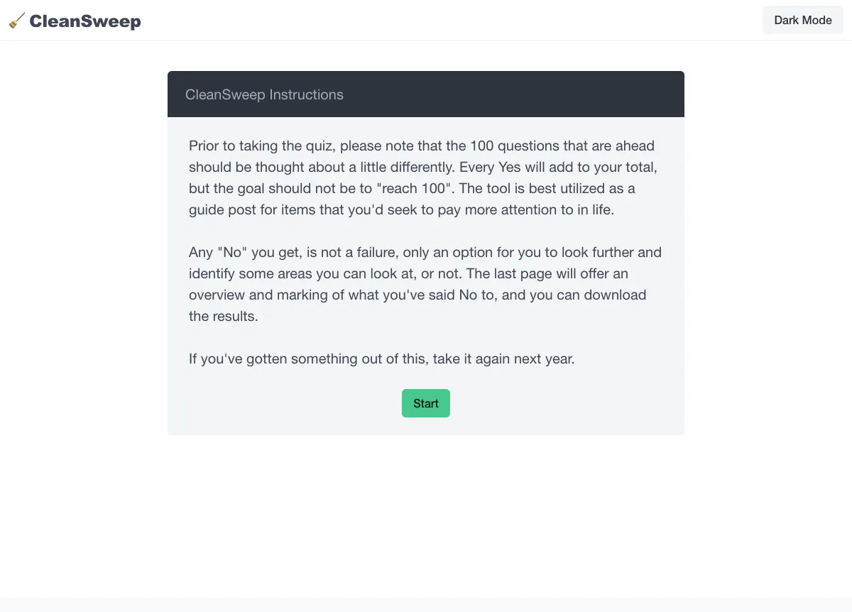 Screenshot of Clean Sweep